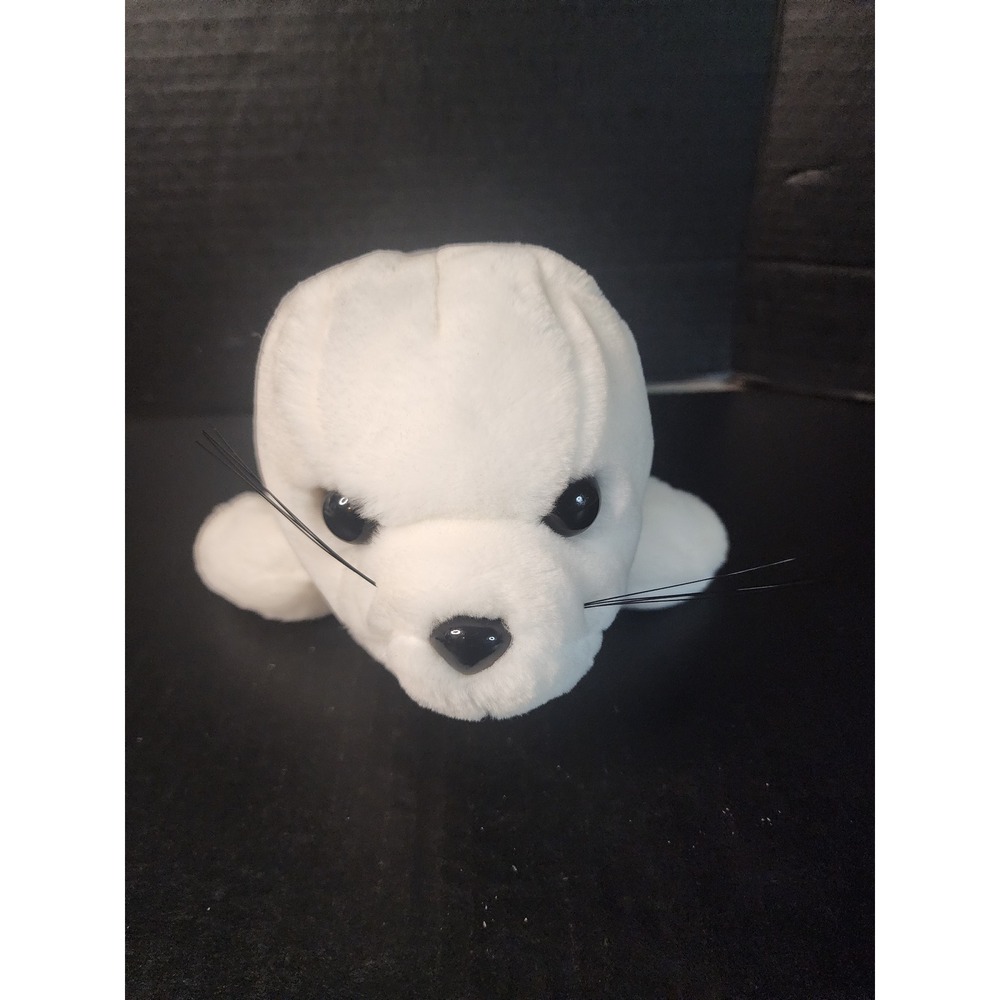 Vintage 1992 Dakin White Seal Pup Plush Stuffed Animal Whiskers 13 Inch PRISTINE